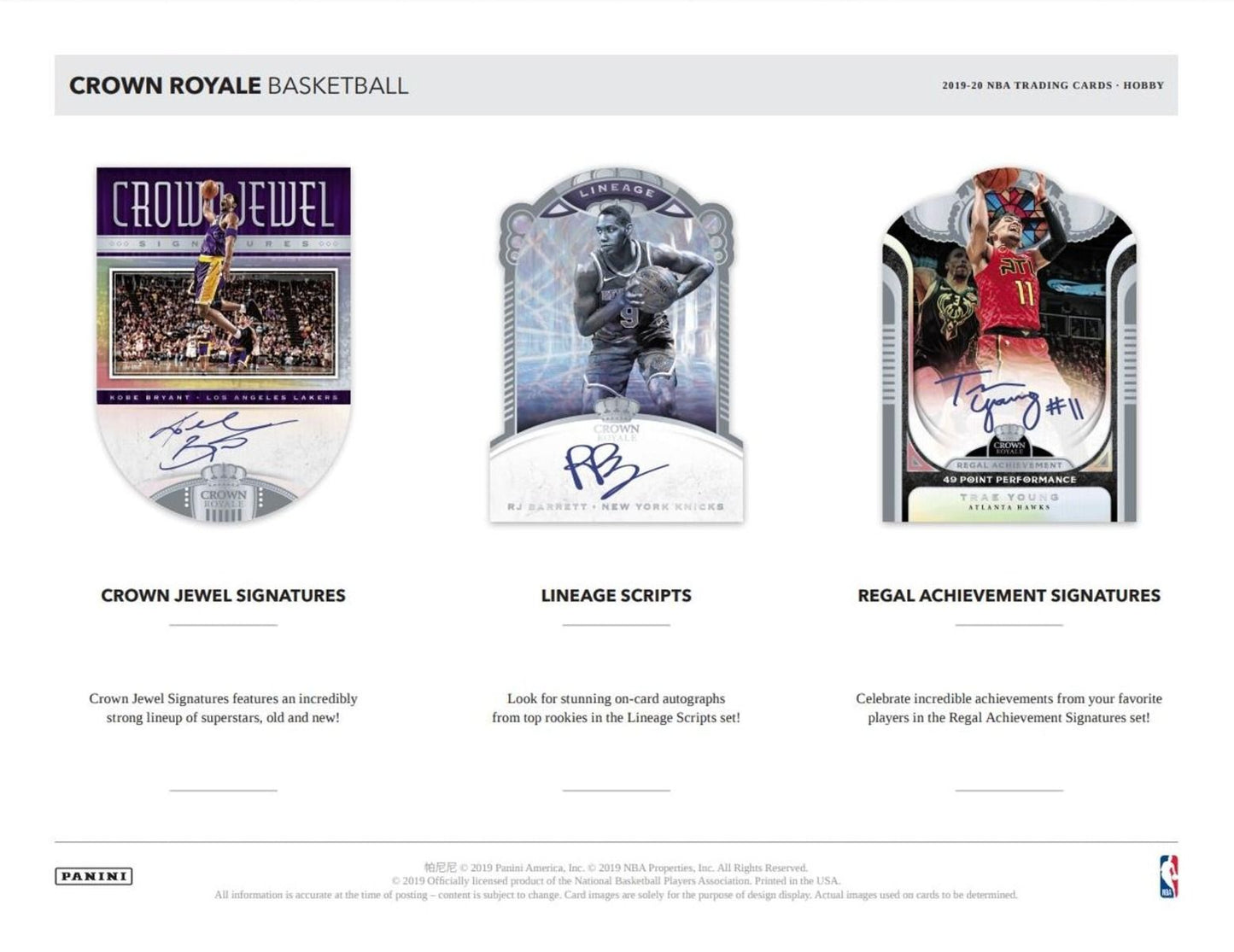 2019-20 Panini Crown Royale Basketball Hobby 16 Box (Case)