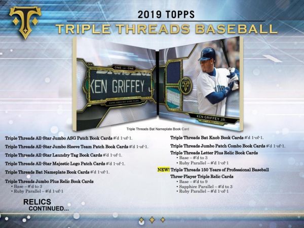 2019 Topps Triple Threads Baseball Hobby 18 Box (Case)