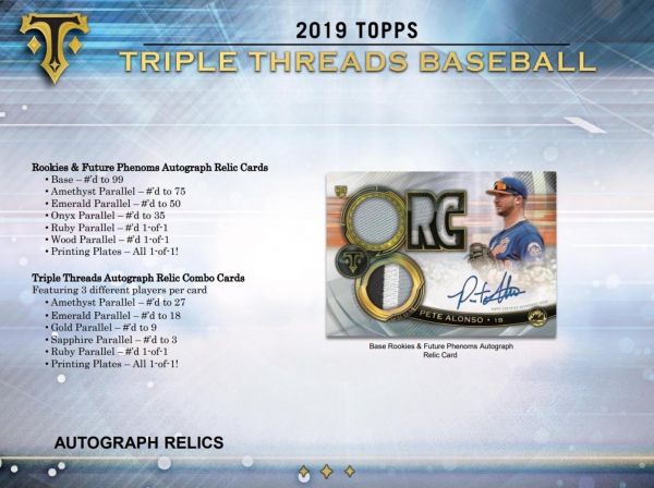 2019 Topps Triple Threads Baseball Hobby 18 Box (Case)