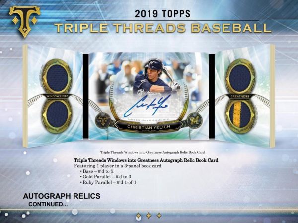 2019 Topps Triple Threads Baseball Hobby 18 Box (Case)