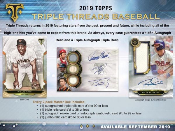 2019 Topps Triple Threads Baseball Hobby 18 Box (Case)