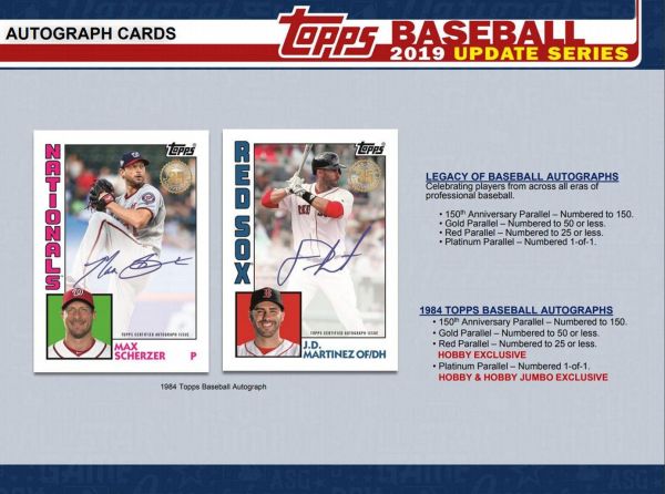 2019 Topps Update Series Baseball Jumbo 6 Box (Case)