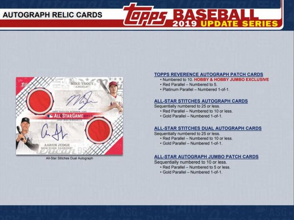 2019 Topps Update Series Baseball Jumbo 6 Box (Case)
