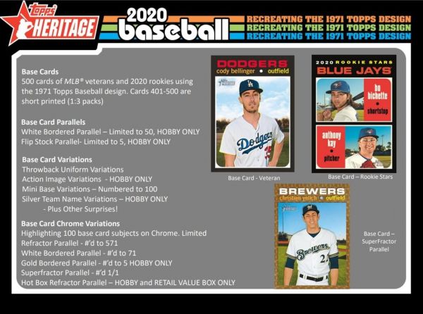 2020 Topps Heritage Baseball Hobby 12 Box (Case)