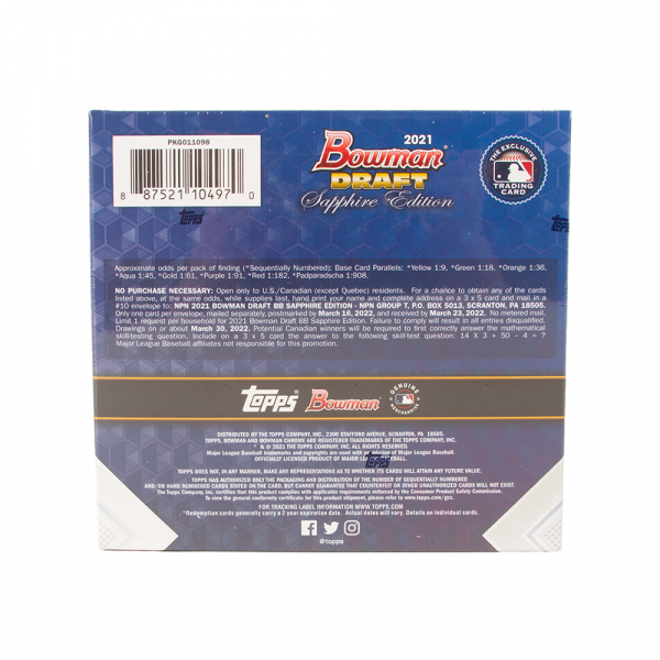 2021 Bowman Draft Baseball Sapphire Edition Hobby (Box)
