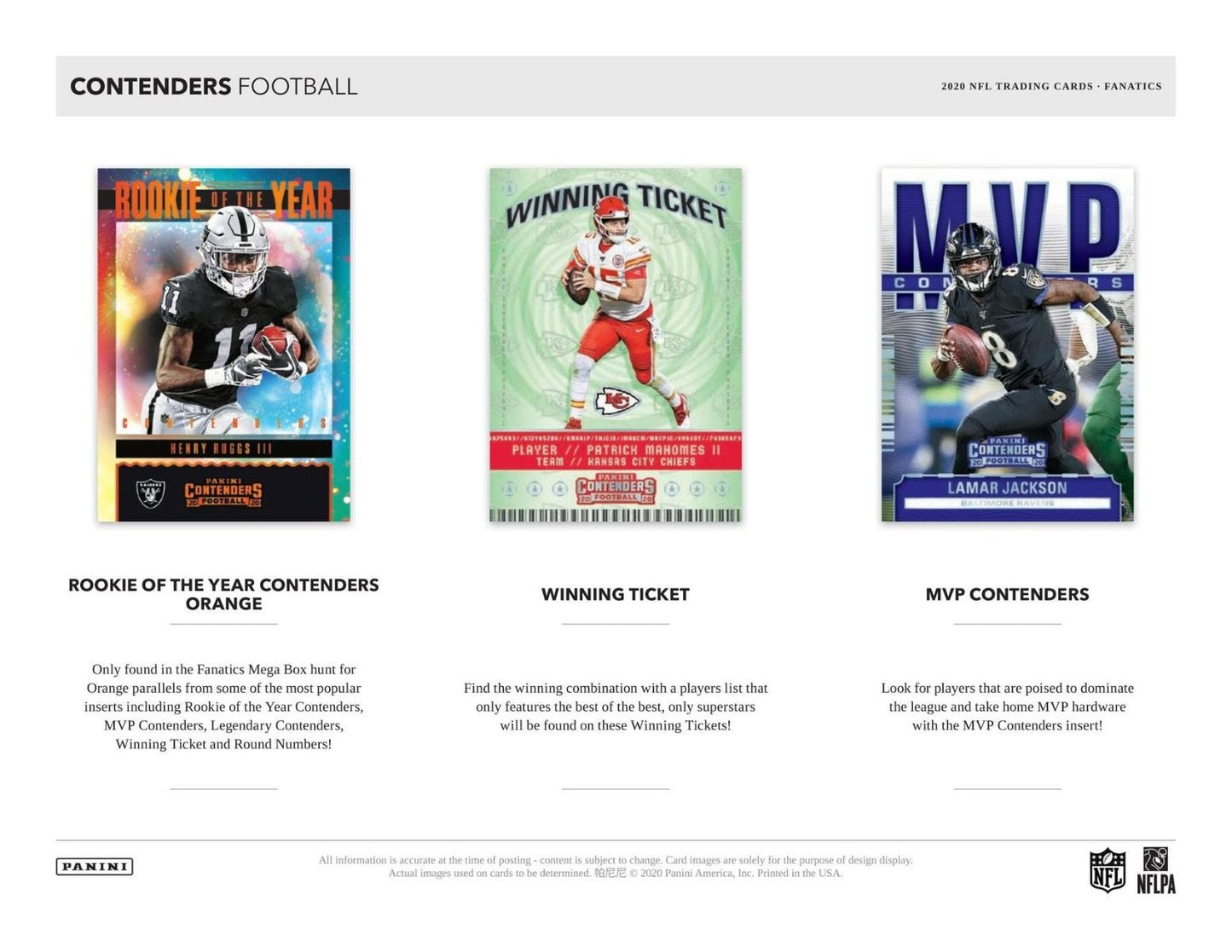 2020 Panini Contenders Fanatics Football Blaster (Box)