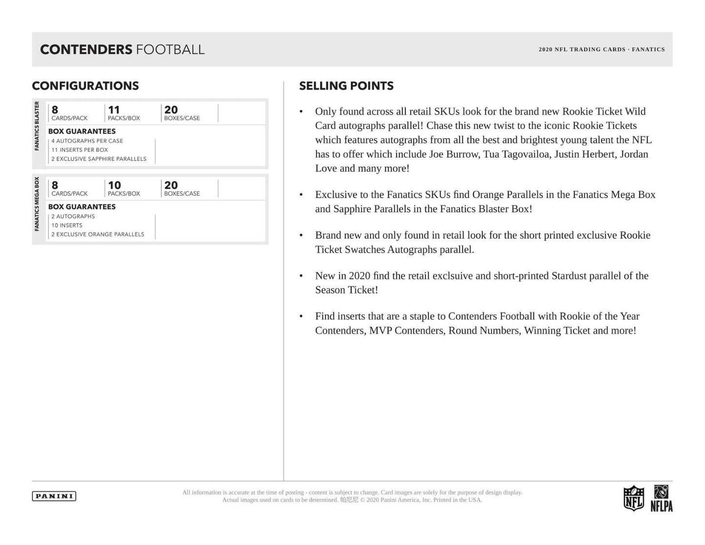 2020 Panini Contenders Fanatics Football Blaster (Box)