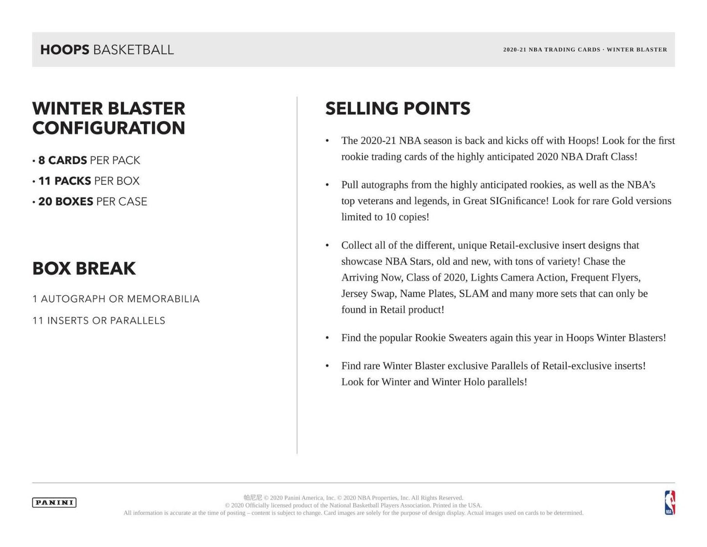 2020-21 Panini Hoops Basketball Holiday Blaster (Box)