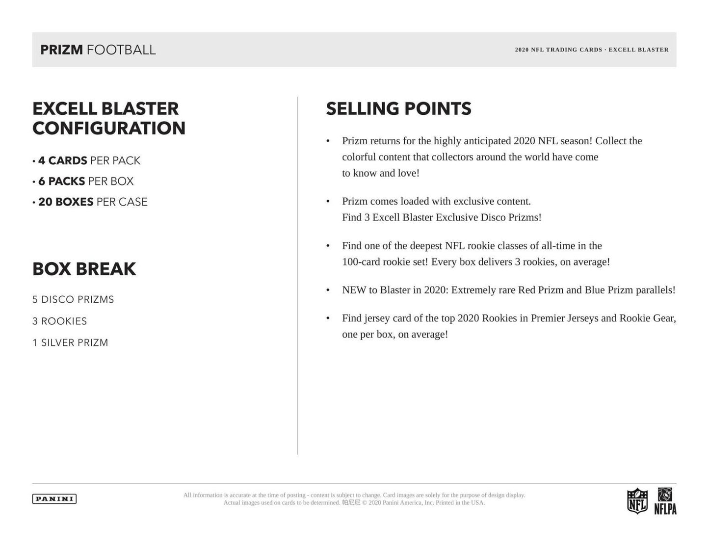 2020 Panini Prizm Football Blaster (Disco Exclusive)(Box)