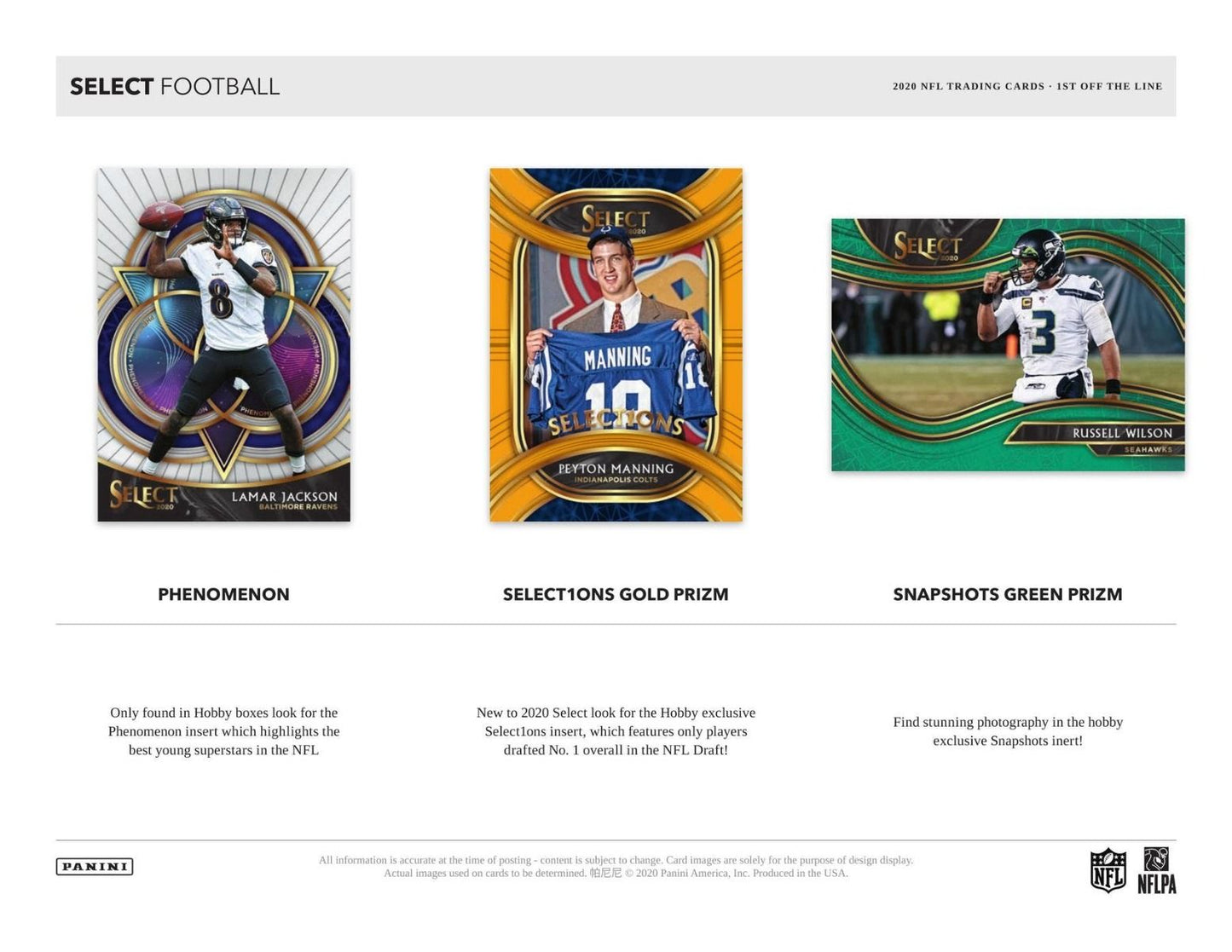 2020 Panini Select FOTL First off The Line Football Hobby (Box)