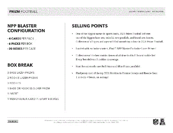 2021 Panini Prizm Football Blaster (Lazer)(Walmart)(Box)