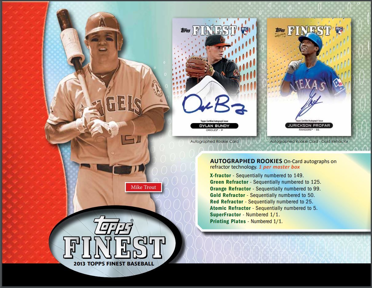 2013 Topps Finest Baseball Hobby 8 Box (Case)