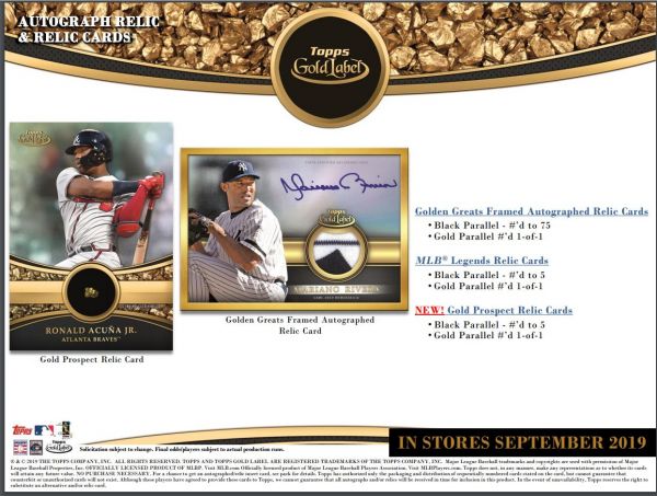2019 Topps Gold Label Baseball Hobby 16 Box (Case)