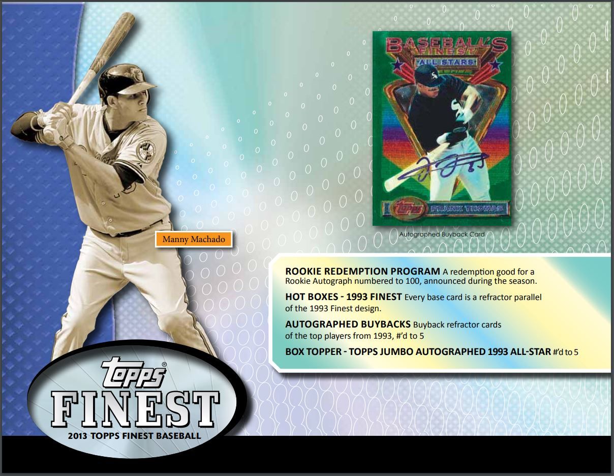 2013 Topps Finest Baseball Hobby 8 Box (Case)