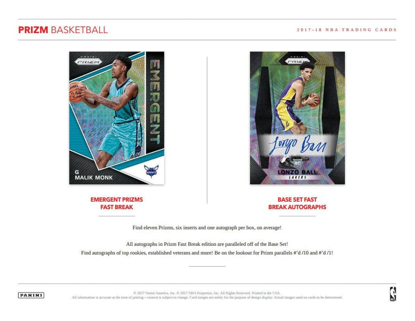 2017-18 Panini Prizm Basketball Fast Break 20 Box (Case)