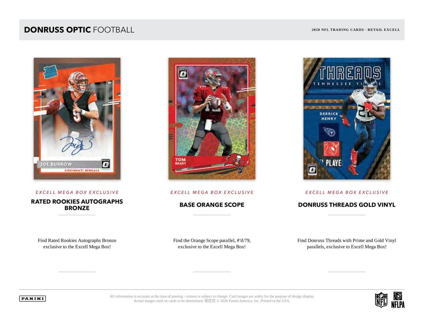 2020 Panini Donruss Optic Football Mega (Blue Hyper)(Walmart)(Box)