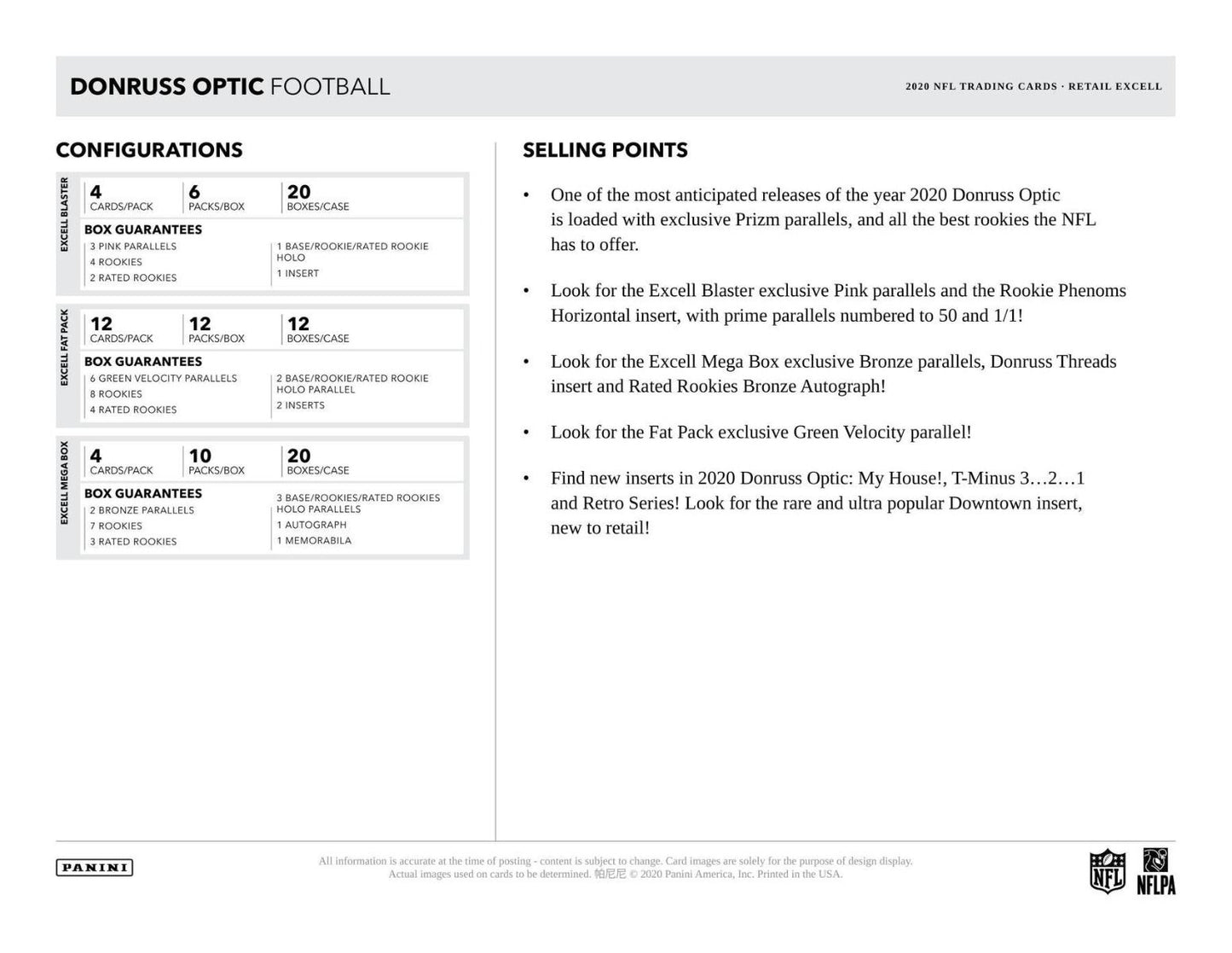 2020 Panini Donruss Optic Football Mega (Blue Hyper)(Walmart)(Box)