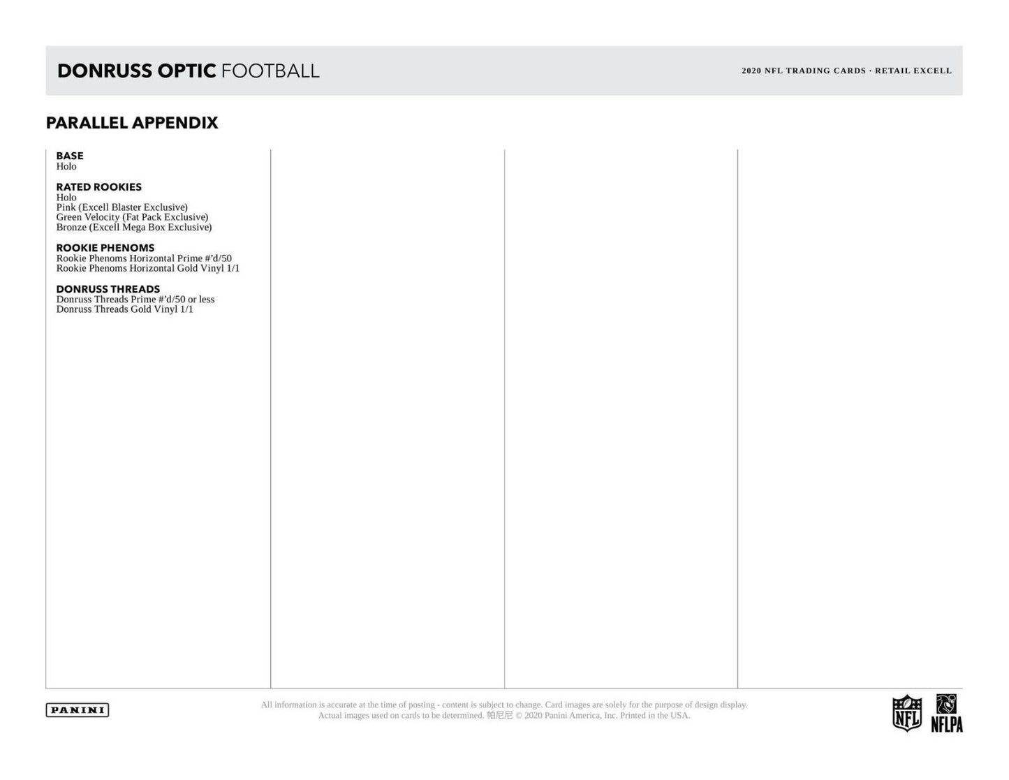 2020 Panini Donruss Optic Football Mega (Blue Hyper)(Walmart)(Box)