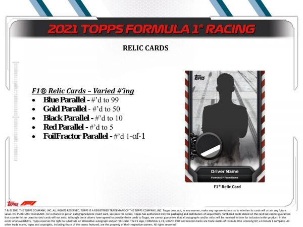 2021 Topps F1 Formula 1 Racing Hobby (Box)