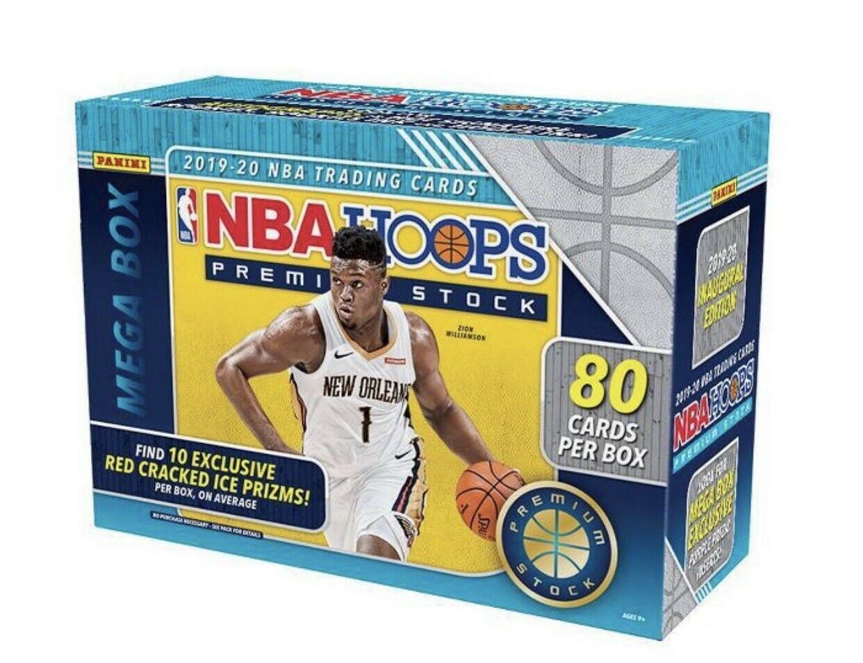 2019/20 Panini Hoops Premium Stock Basketball Mega Box (80 Cards) (Red hot Prizms)