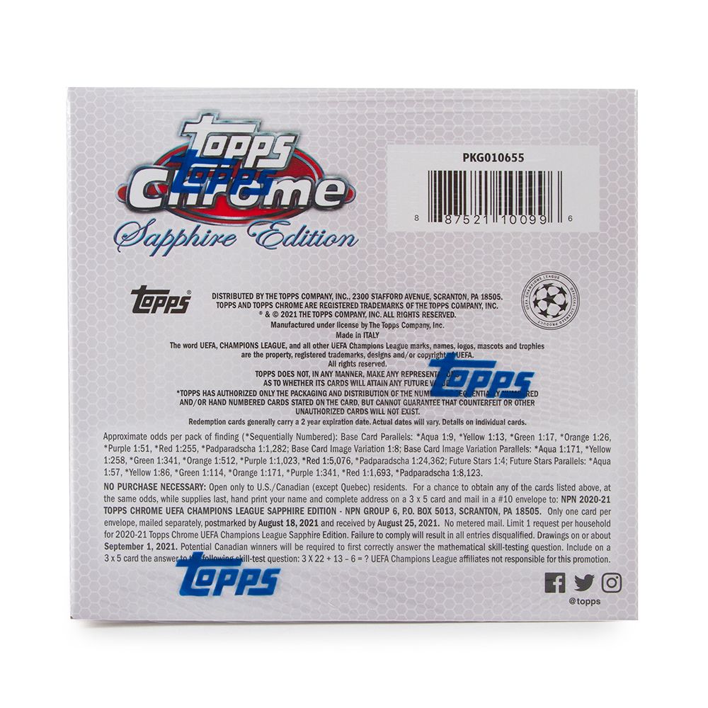 2020-21 Topps Chrome UEFA Champions League Soccer Sapphire Edition Hobby (Box)