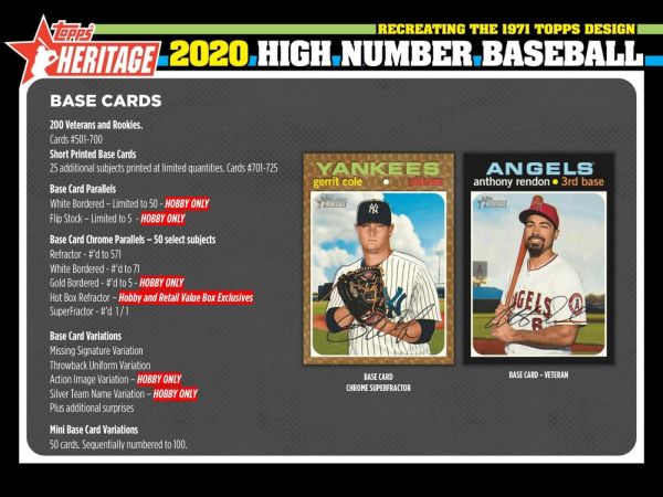 2020 Topps Heritage High Number Baseball Hobby 12 Box (Case)