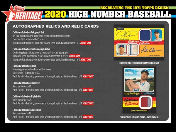 2020 Topps Heritage High Number Baseball Hobby 12 Box (Case)
