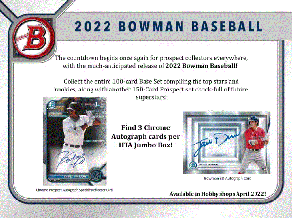 2022 Bowman Baseball Jumbo 8 Box (Case)