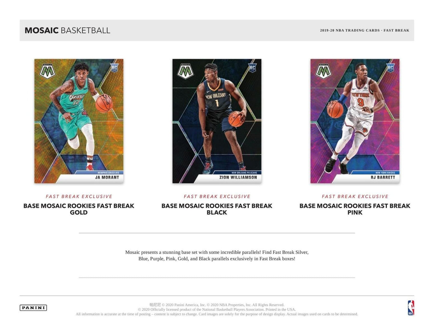 2019-20 Panini Mosaic Basketball Fast Break 20 Box (Case)