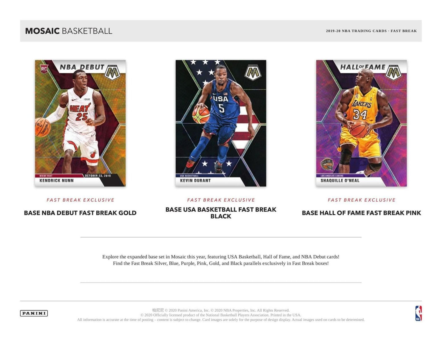 2019-20 Panini Mosaic Basketball Fast Break (Box)