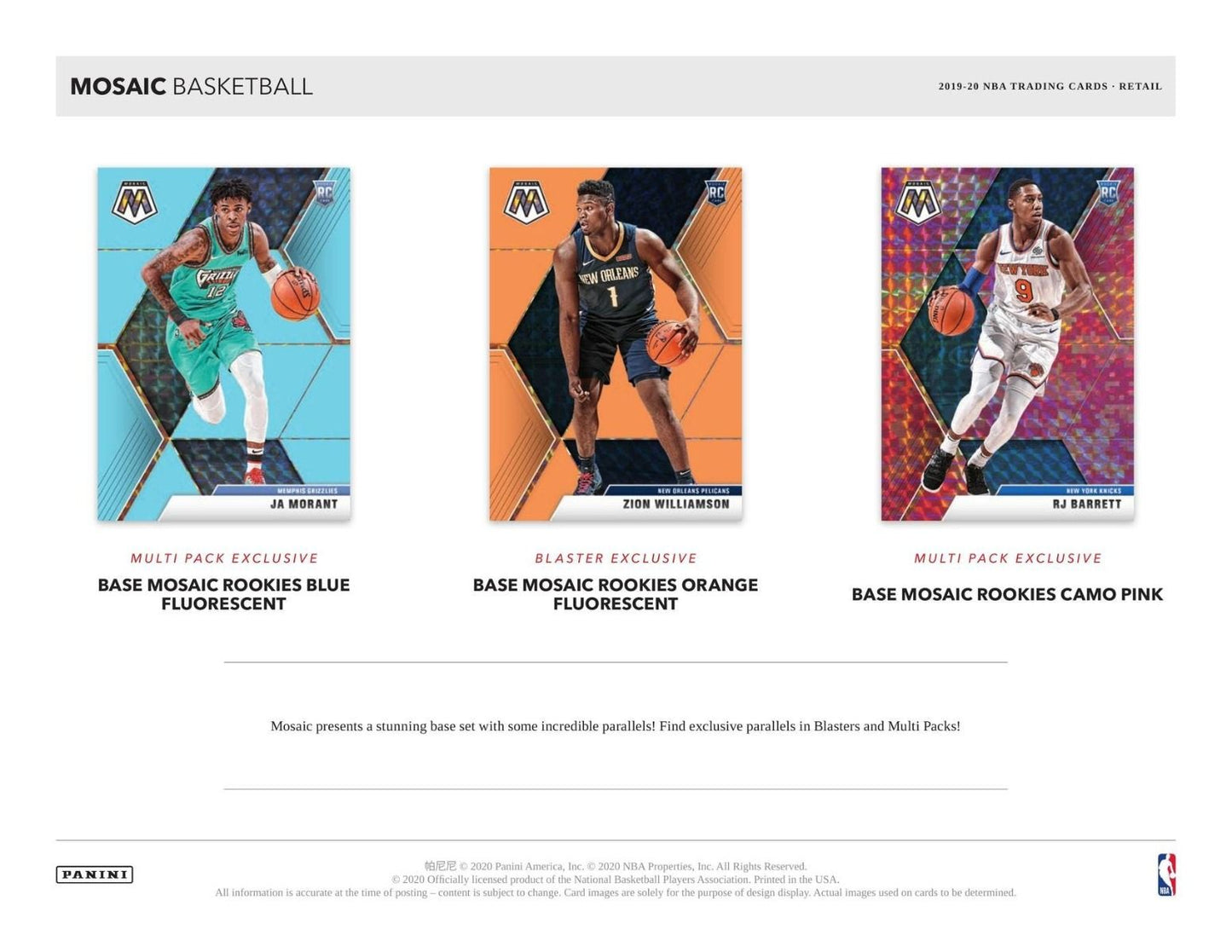 2019-20 Panini Mosaic Basketball Blaster 20 Box (Case)