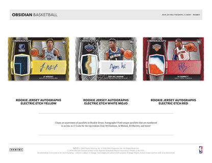 2019-20 Panini Obsidian Basketball Hobby 12 Box (Case)