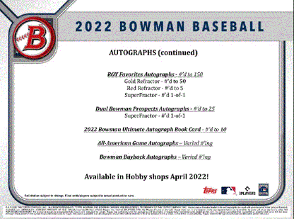 2022 Bowman Baseball Jumbo 8 Box (Case)