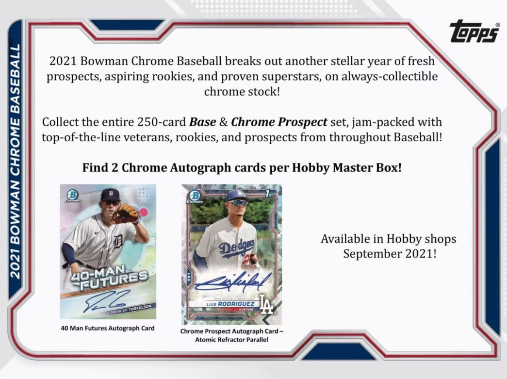 2021 Bowman Chrome Baseball Hobby 12 Box (Case)