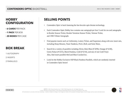 2020-21 Panini Contenders Optic Basketball Hobby 20 Box (Case)