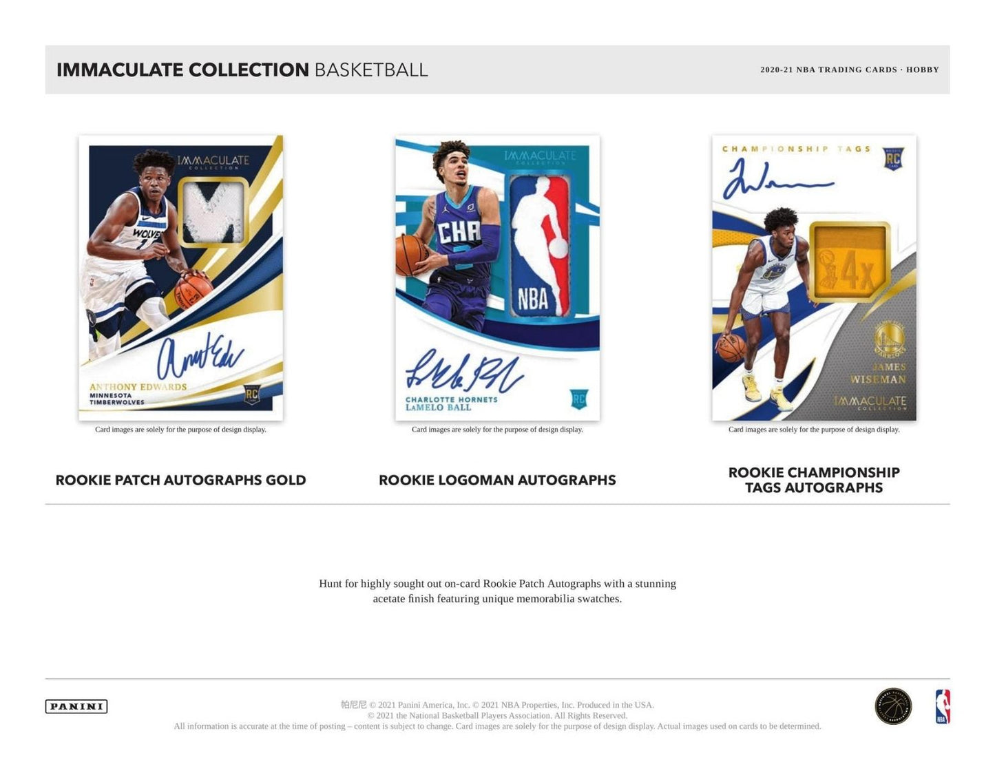 2020-21 Panini Immaculate Basketball Hobby 5 Box (Case)