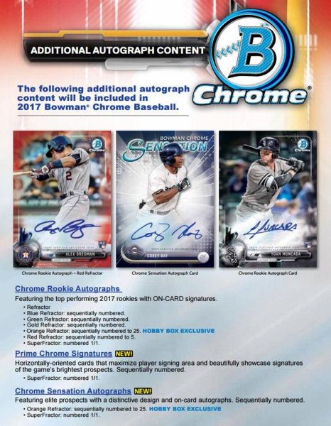 2017 Bowman Chrome Baseball Hobby 12 Box (Case)