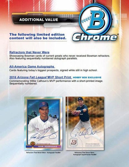 2017 Bowman Chrome Baseball Hobby 12 Box (Case)