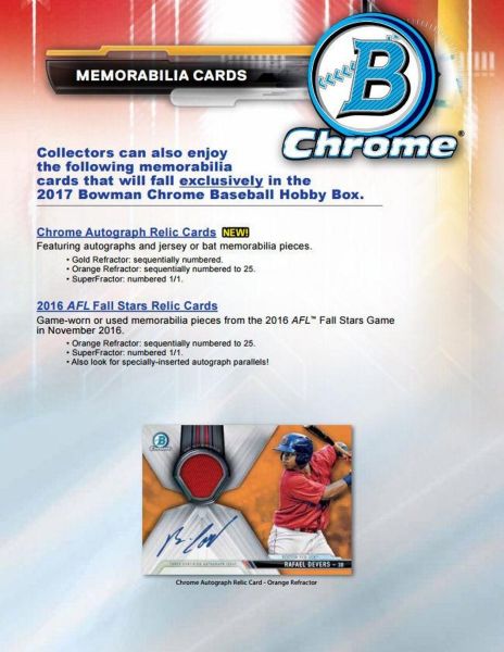 2017 Bowman Chrome Baseball Hobby 12 Box (Case)