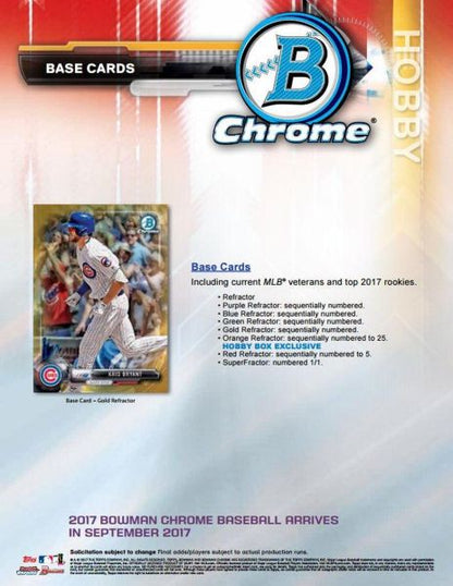 2017 Bowman Chrome Baseball Hobby 12 Box (Case)