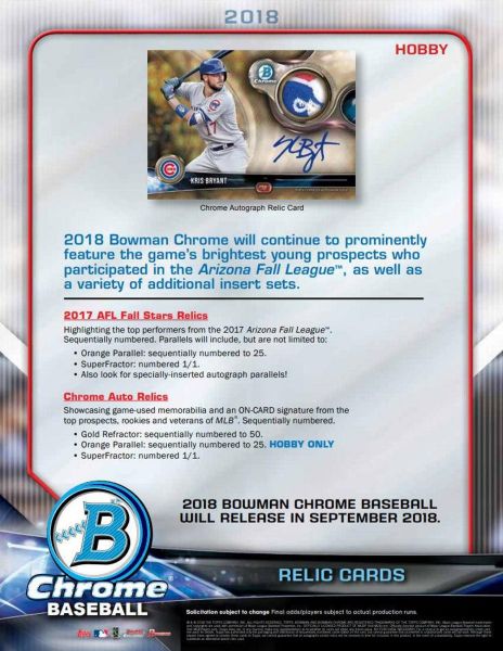 2018 Bowman Chrome Baseball Hobby 12 Box (Case))