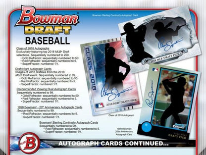 2018 Bowman Draft Baseball Super Jumbo 6 Box (Case)