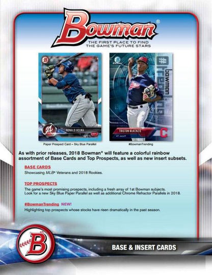 2018 Bowman Baseball Hobby 12 Box (Case)