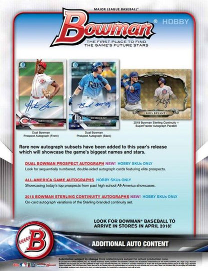 2018 Bowman Baseball Hobby 12 Box (Case)