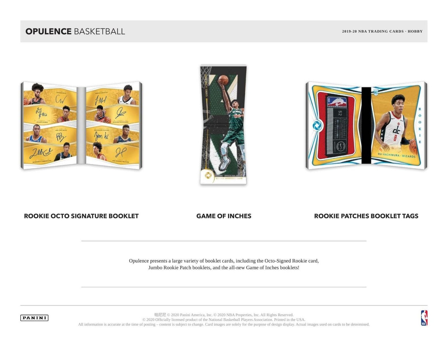 2019-20 Panini Opulence Basketball Hobby 2 Box (Case)