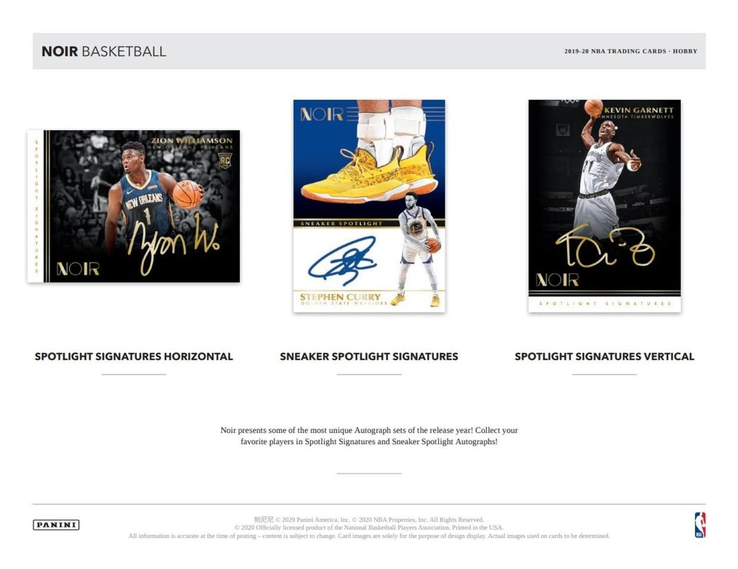 2019-20 Panini Noir Basketball Hobby (Box)