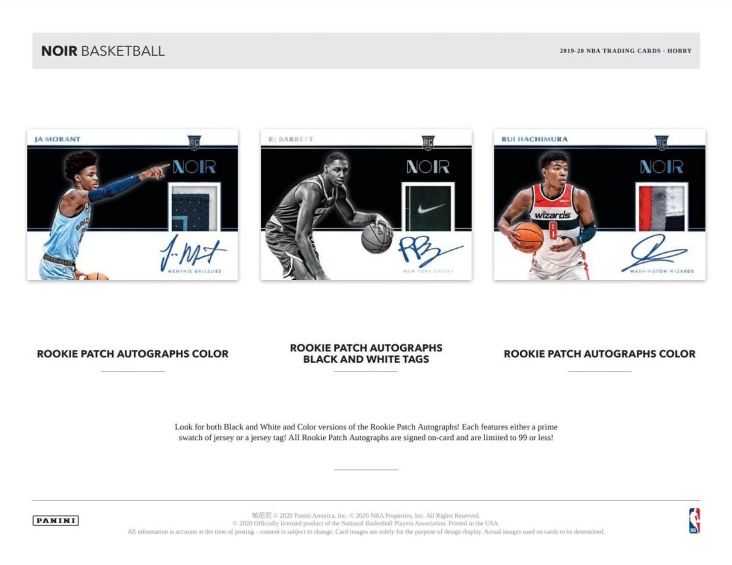 2019-20 Panini Noir Basketball Hobby (Box)