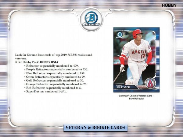 2019 Bowman Chrome Baseball Hobby 12 Box (Case)