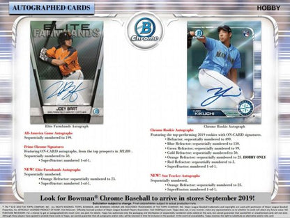 2019 Bowman Chrome Baseball Hobby 12 Box (Case)