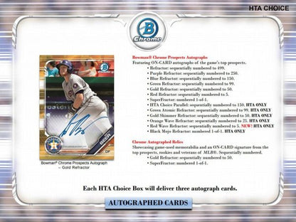 2019 Bowman Chrome Baseball HTA Choice 12 Box (Case)